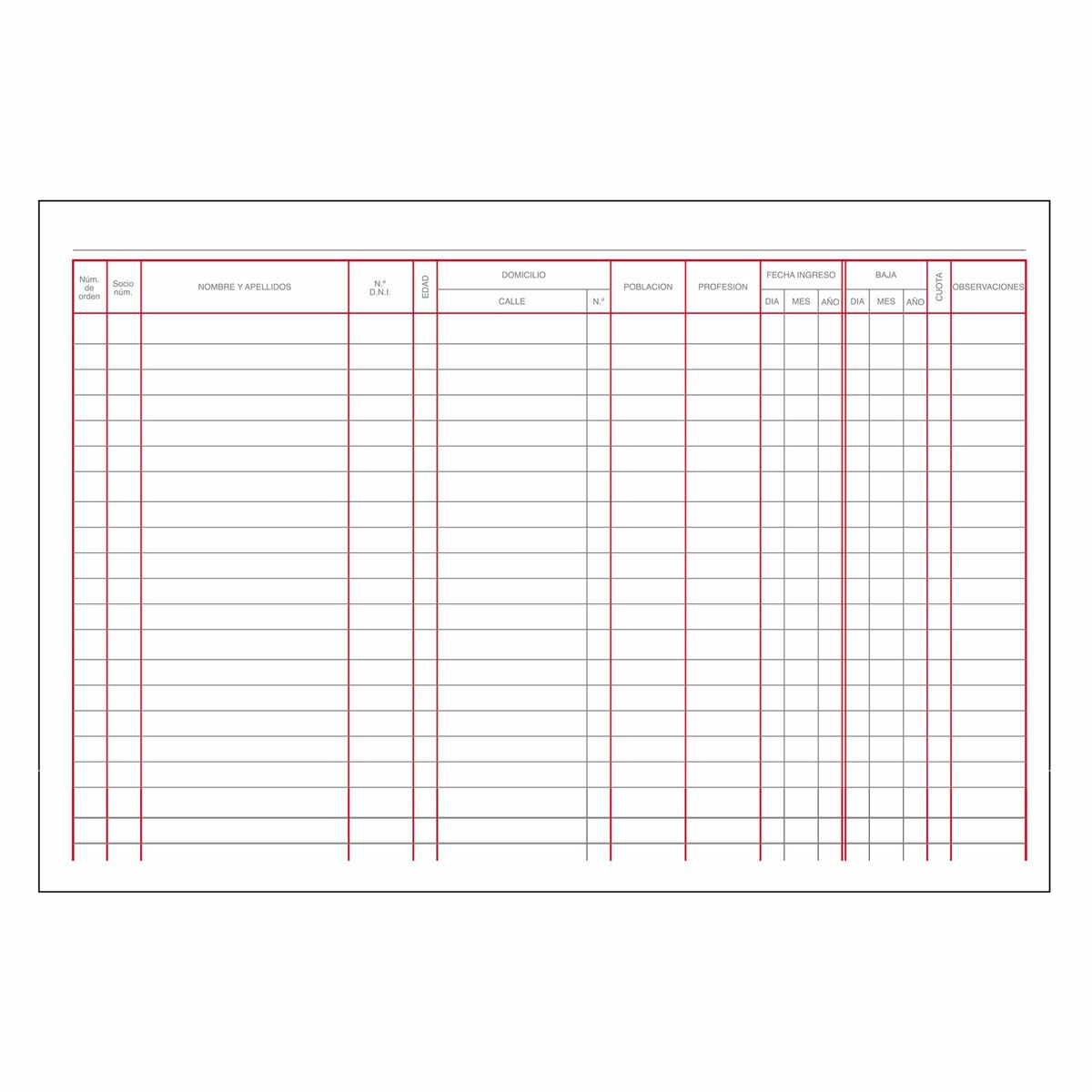 Partnerregistreringsbog DOHE 09914 Bourgogne A4 Ark 100 Ark